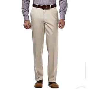 New $60 Haggar Dress Pants Men's Size 40X30 Stone Premium Comfort Classic-Fit